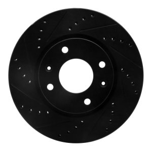 Hyundai Sonata Brake Rotor (1) - Front Left - R1 Concepts - Drilled & Slotted - Black - `02-`06